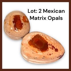 Lot of Two Mexican Matrix Red Orange Cantera Opals